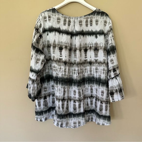 Bryn Walker Lagenlook Large 100% Linen Fran Top Ruffle Sleeve Peasant Shirt - Picture 7 of 10